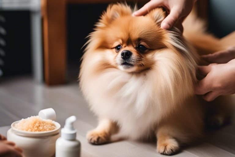 a-person-grooming-a-pomeranian-dog